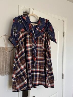 Anthro plaid babydoll dress